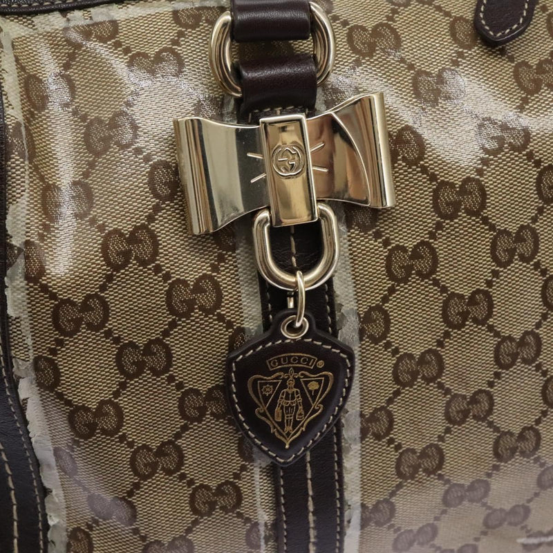 GUCCI GG Crystal Hand Bag Brown Gold 181488 Auth 120356
