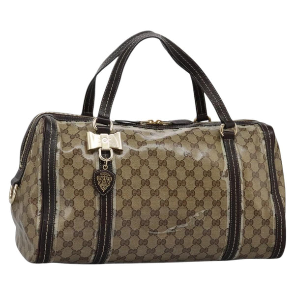 GUCCI GG Crystal Hand Bag Brown Gold 181488 Auth 120356