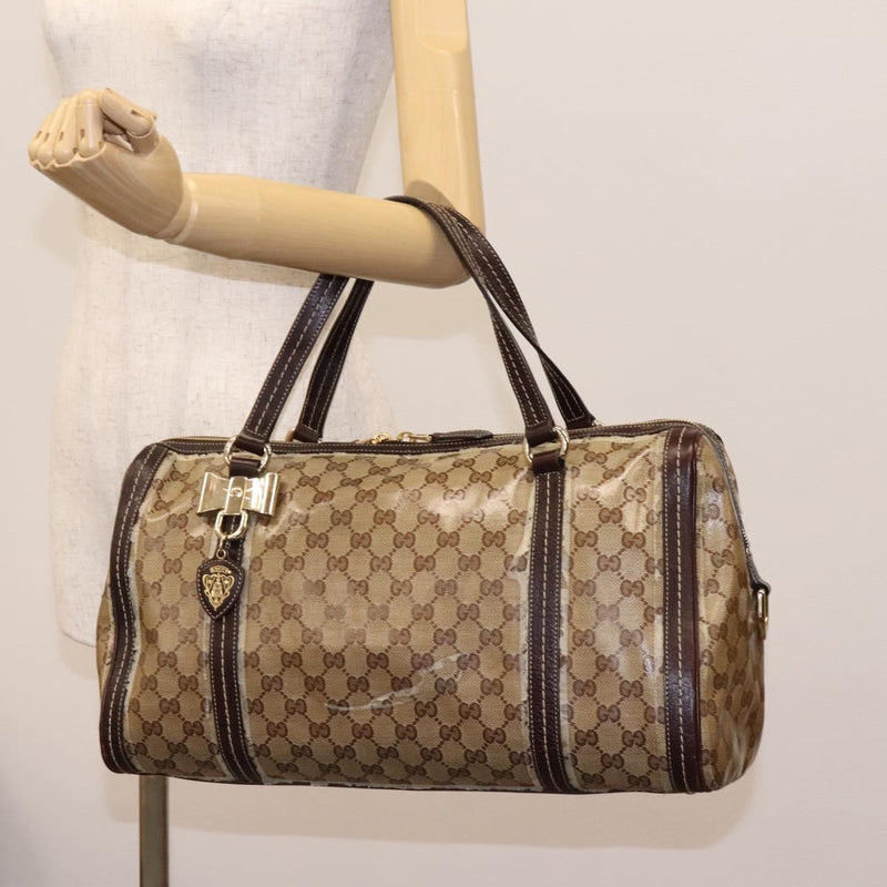 GUCCI GG Crystal Hand Bag Brown Gold 181488 Auth 120356