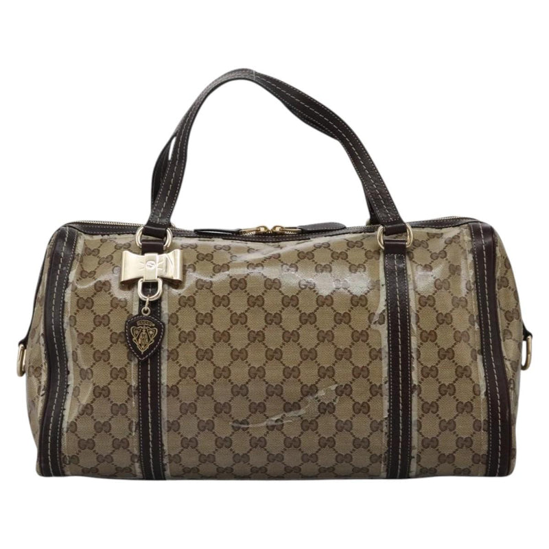 GUCCI GG Crystal Hand Bag Brown Gold 181488 Auth 120356