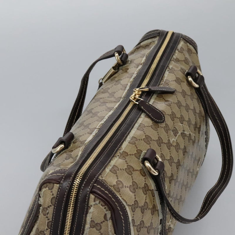 GUCCI GG Crystal Hand Bag Brown Gold 181488 Auth 120356