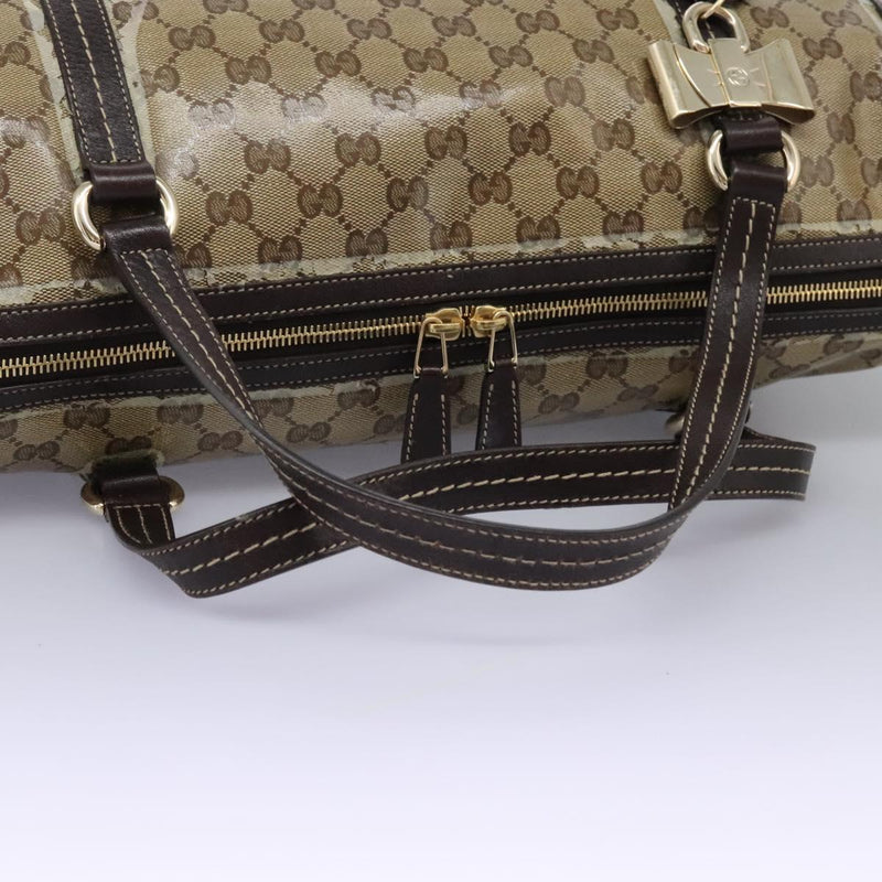 GUCCI GG Crystal Hand Bag Brown Gold 181488 Auth 120356