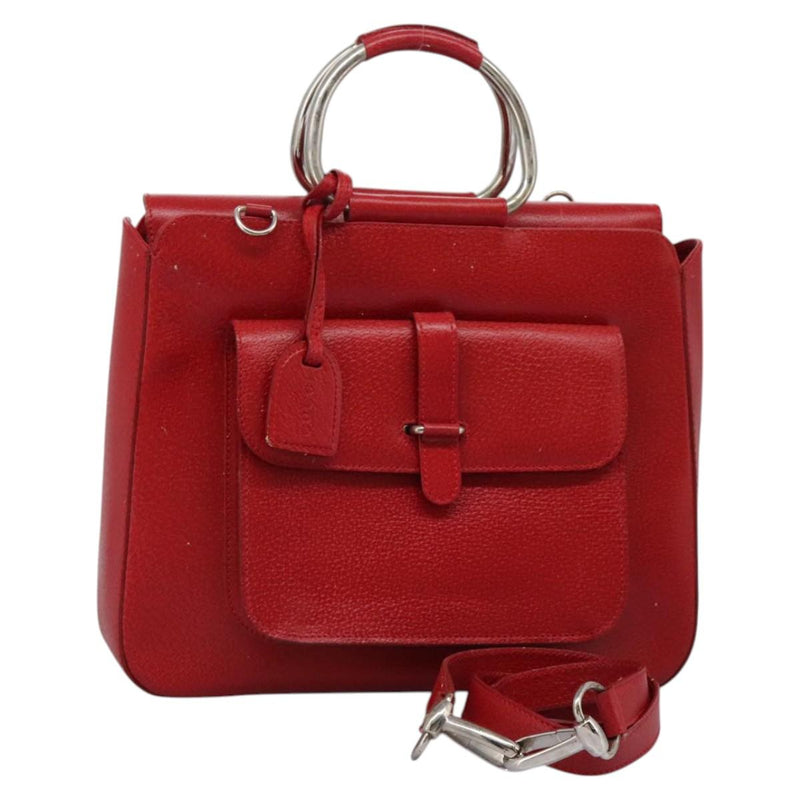 GUCCI Hand Bag Leather 2way Red 000 2058 0307 5 Auth 120361