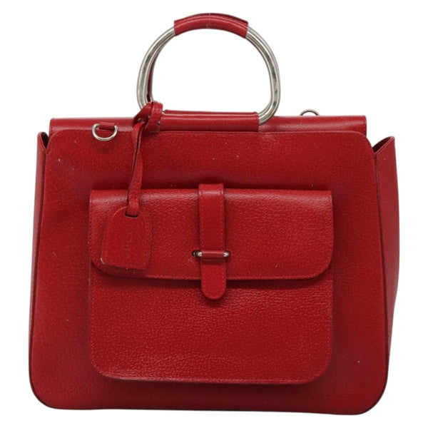 GUCCI Hand Bag Leather 2way Red 000 2058 0307 5 Auth 120361