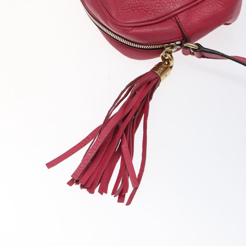GUCCI Soho Shoulder Bag Leather Pink Gold 308364 Auth 120366