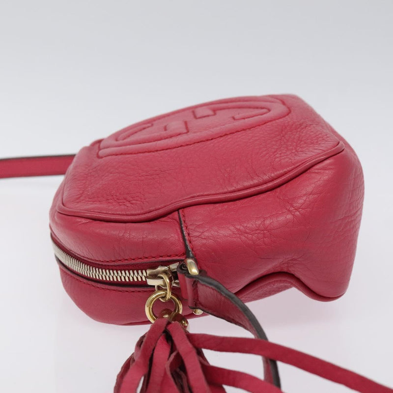 GUCCI Soho Shoulder Bag Leather Pink Gold 308364 Auth 120366