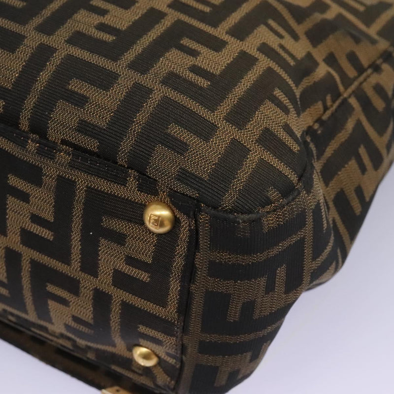 FENDI Zucca Canvas Hand Bag 2way Black Brown Auth 120380