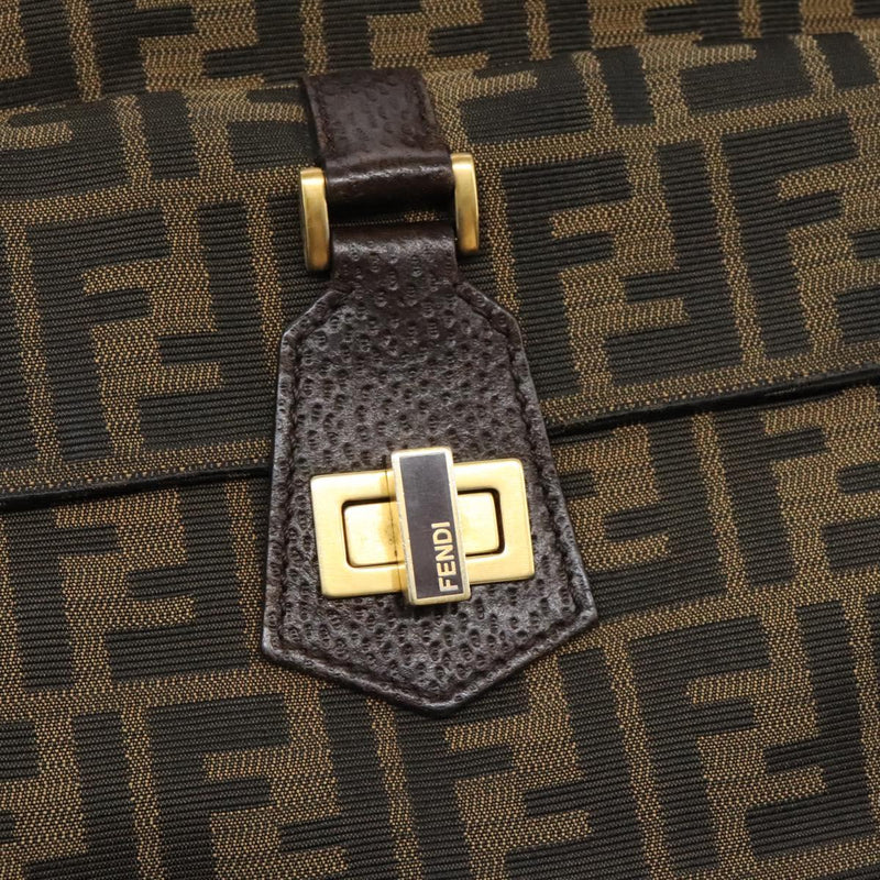 FENDI Zucca Canvas Hand Bag 2way Black Brown Auth 120380