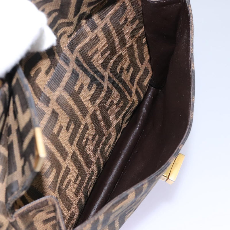 FENDI Zucca Canvas Hand Bag 2way Black Brown Auth 120380