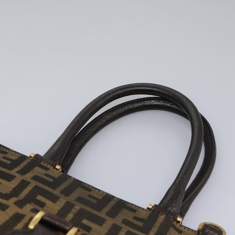 FENDI Zucca Canvas Hand Bag 2way Black Brown Auth 120380