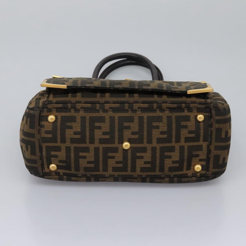 FENDI Zucca Canvas Hand Bag 2way Black Brown Auth 120380