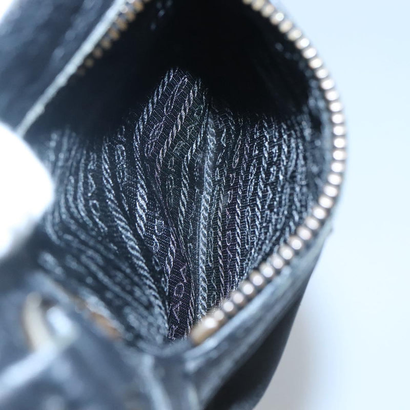 PRADA Hand Bag Nylon Leather Black Gold Auth 120394