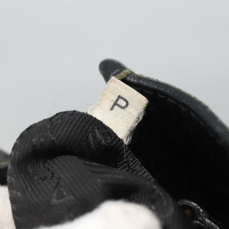 PRADA Hand Bag Nylon Leather Black Gold Auth 120394