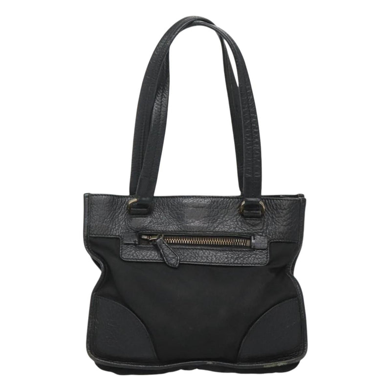 PRADA Hand Bag Nylon Leather Black Gold Auth 120394