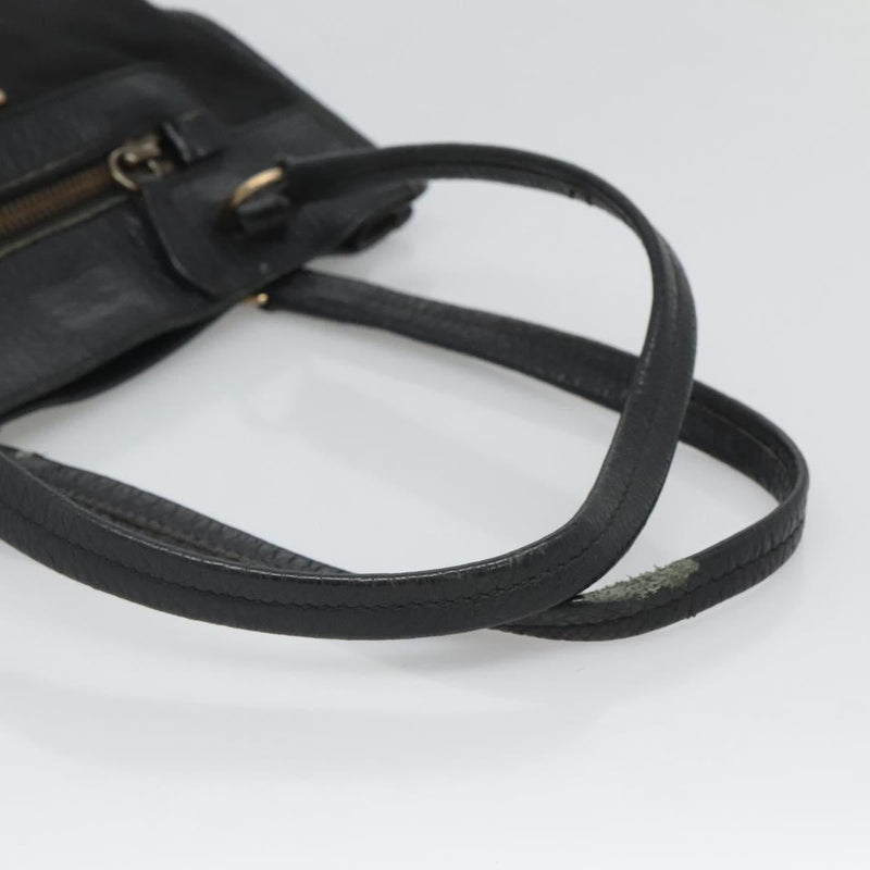 PRADA Hand Bag Nylon Leather Black Gold Auth 120394