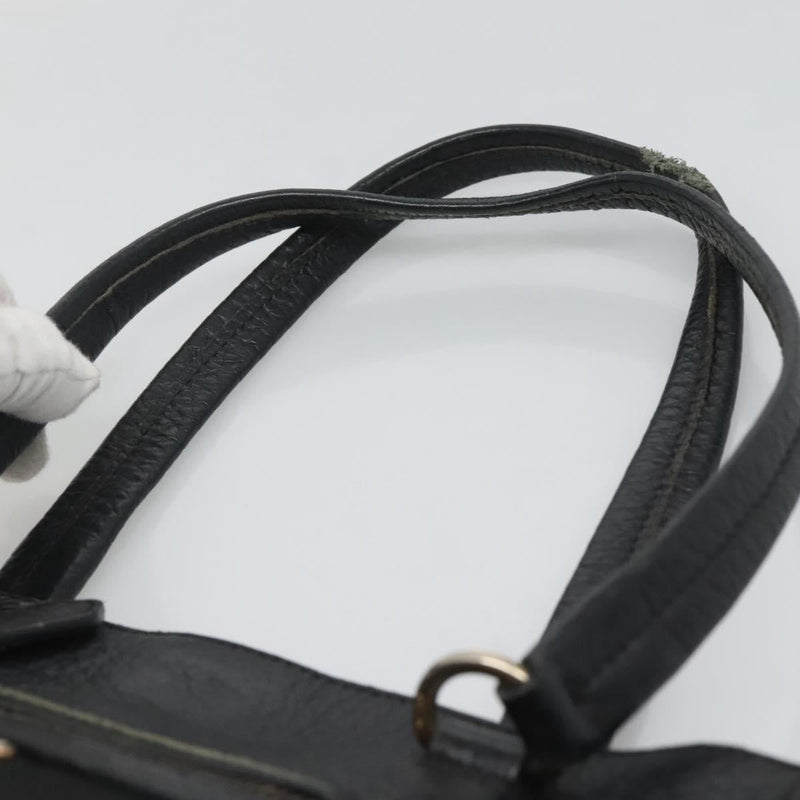 PRADA Hand Bag Nylon Leather Black Gold Auth 120394