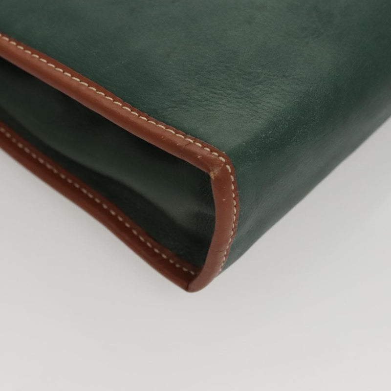 CELINE Clutch Bag Leather Green Gold Auth 120405