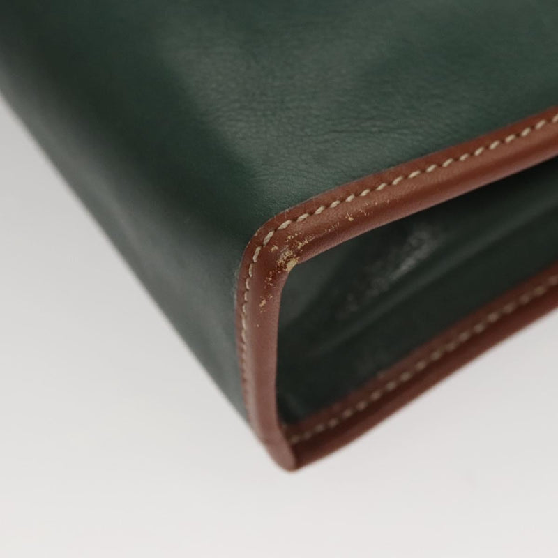 CELINE Clutch Bag Leather Green Gold Auth 120405