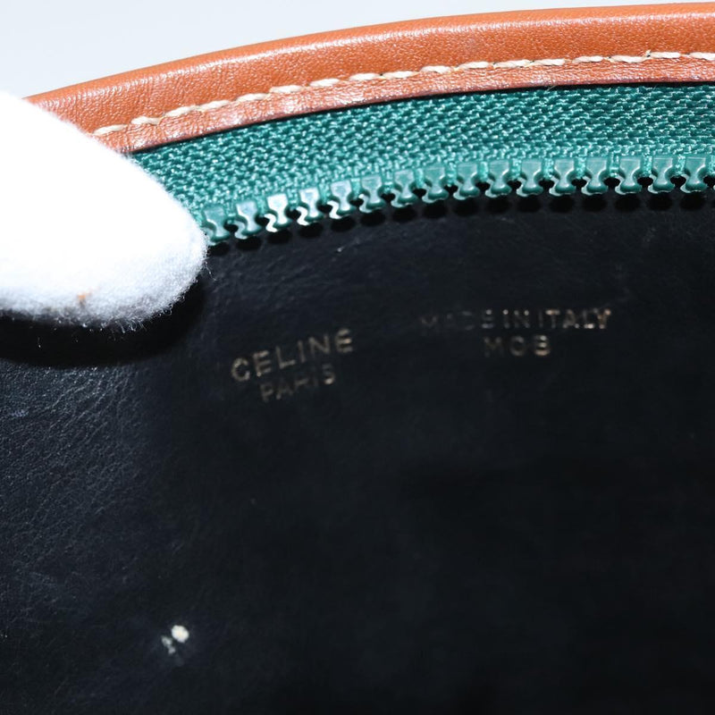 CELINE Clutch Bag Leather Green Gold Auth 120405