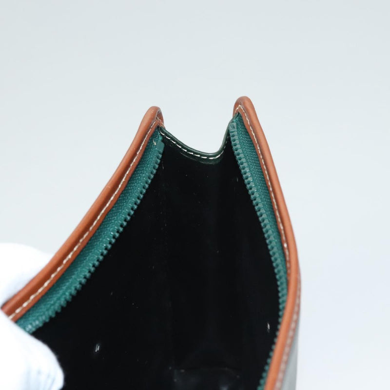 CELINE Clutch Bag Leather Green Gold Auth 120405