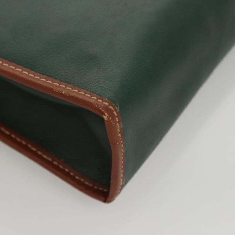 CELINE Clutch Bag Leather Green Gold Auth 120405