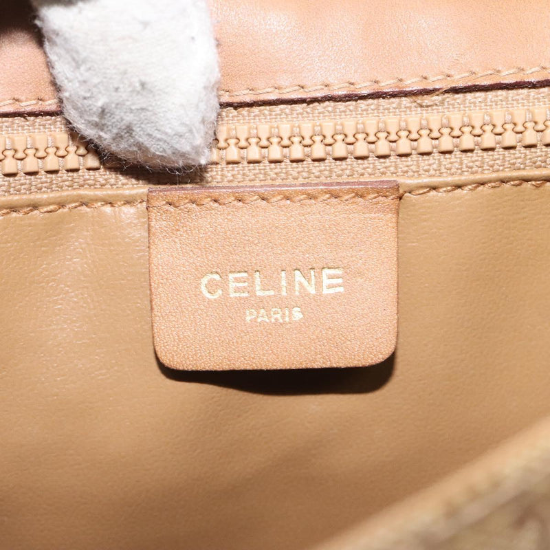 CELINE Macadam Canvas Shoulder Bag PVC Beige Gold Auth 120406