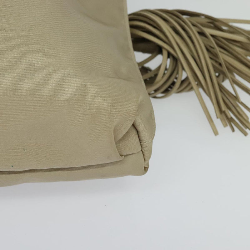 PRADA Pouch Nylon Beige Auth 120457