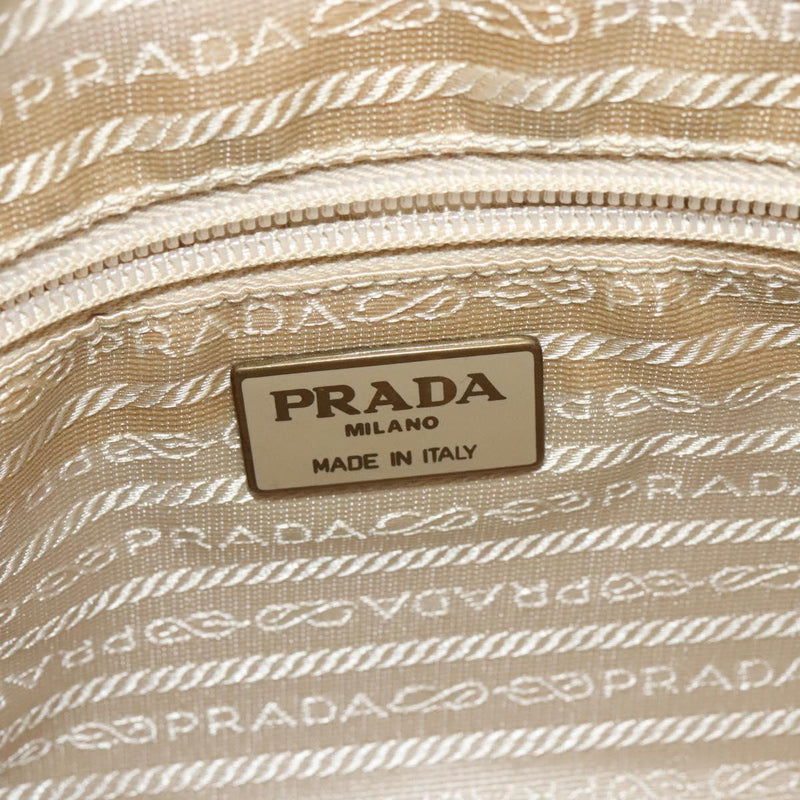 PRADA Pouch Nylon Beige Auth 120457