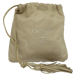 PRADA Pouch Nylon Beige Auth 120457