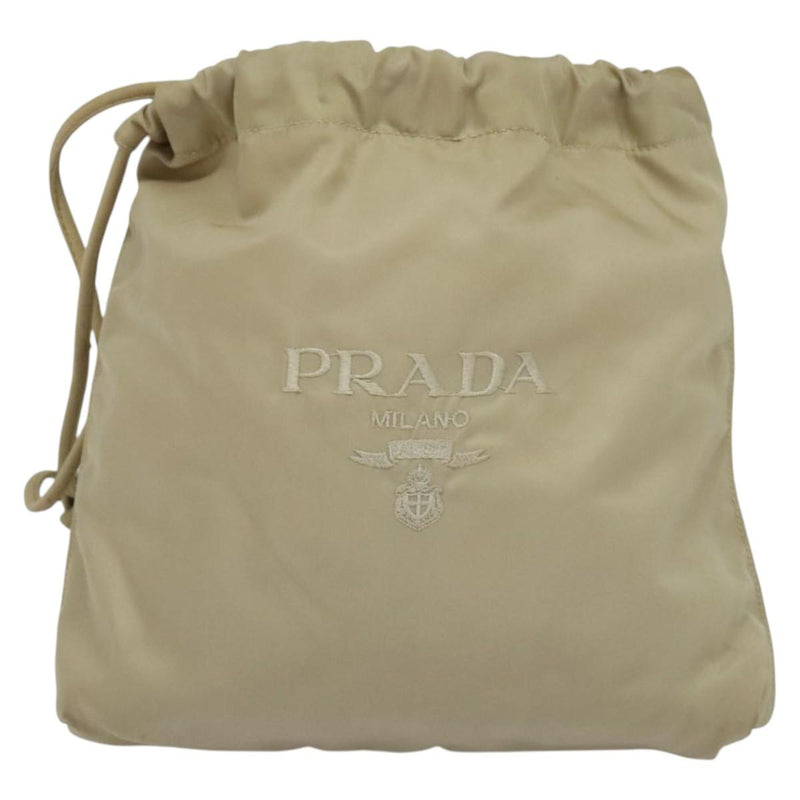 PRADA Pouch Nylon Beige Auth 120457