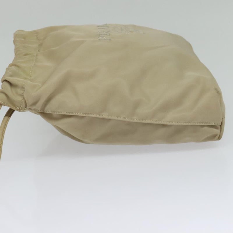 PRADA Pouch Nylon Beige Auth 120457