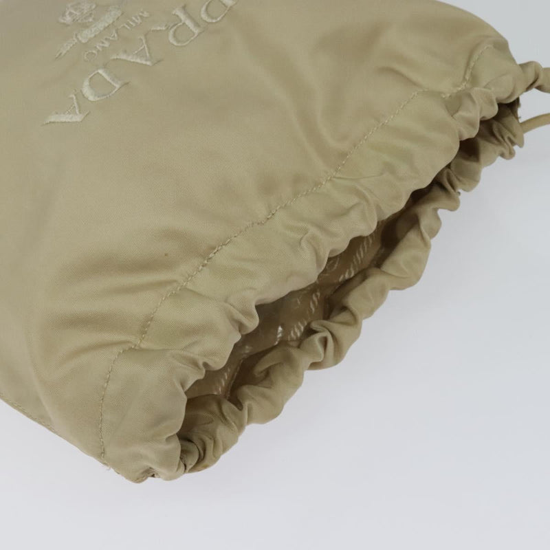 PRADA Pouch Nylon Beige Auth 120457