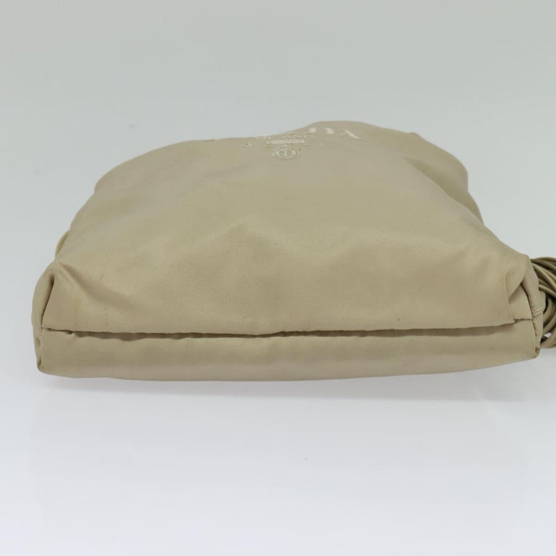 PRADA Pouch Nylon Beige Auth 120457