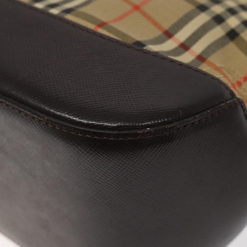 BURBERRY Nova Check Hand Bag Canvas Beige Auth 120467