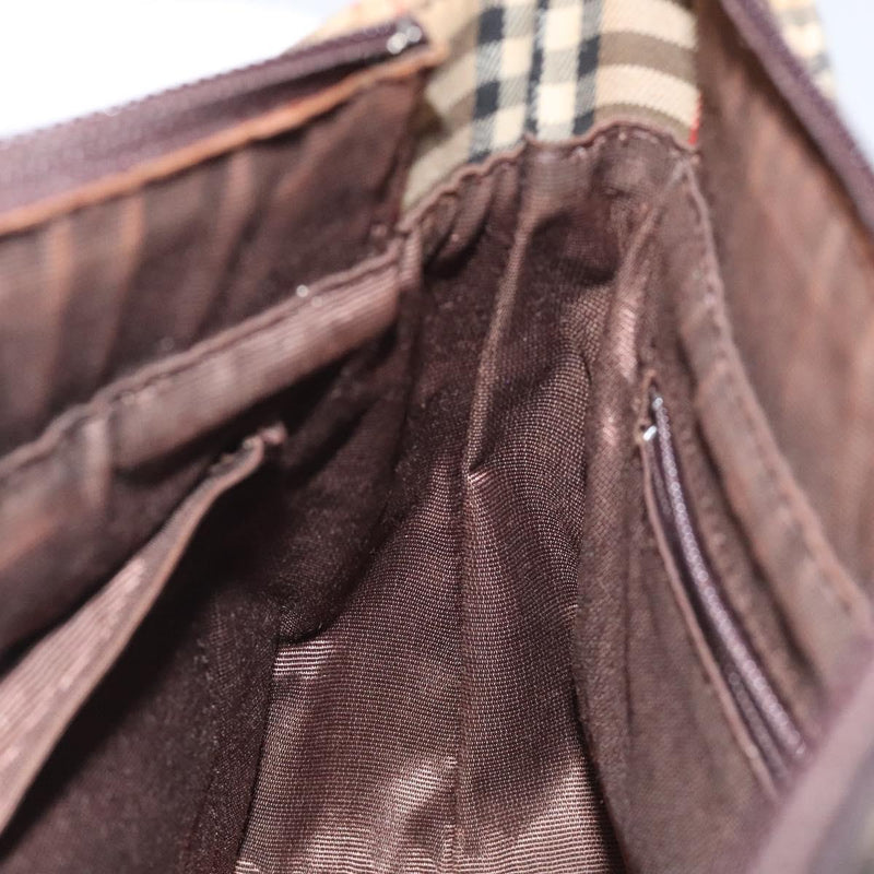 BURBERRY Nova Check Hand Bag Canvas Beige Auth 120467
