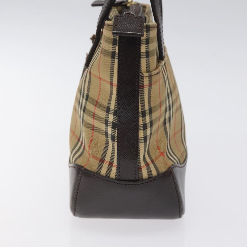 BURBERRY Nova Check Hand Bag Canvas Beige Auth 120467