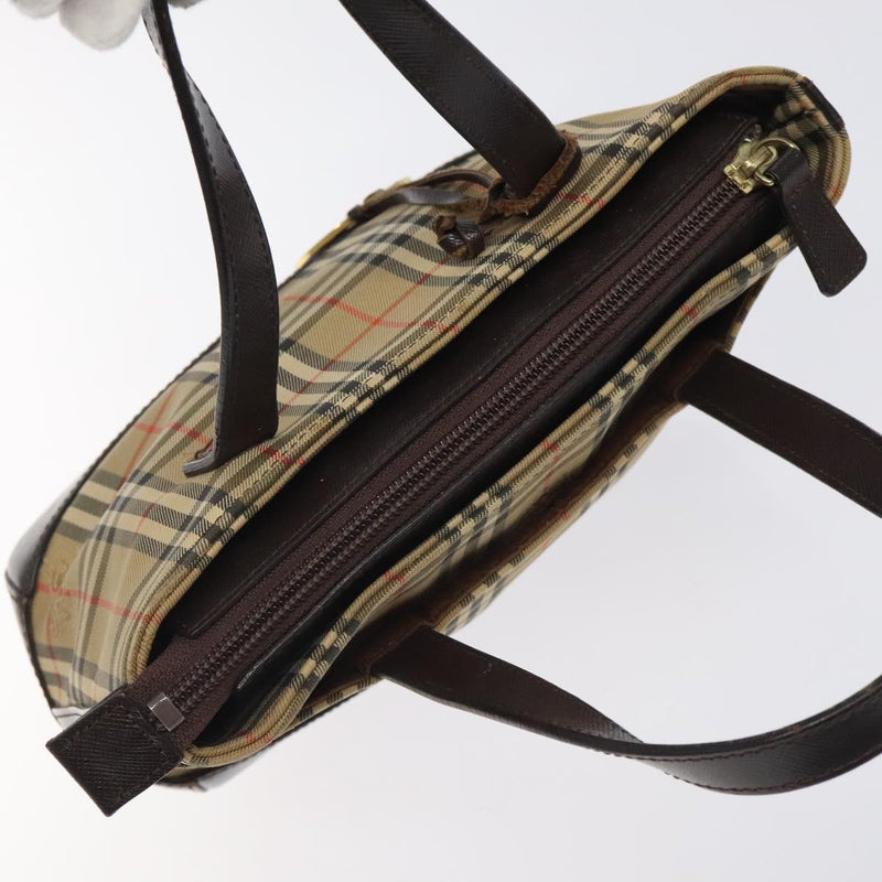 BURBERRY Nova Check Hand Bag Canvas Beige Auth 120467