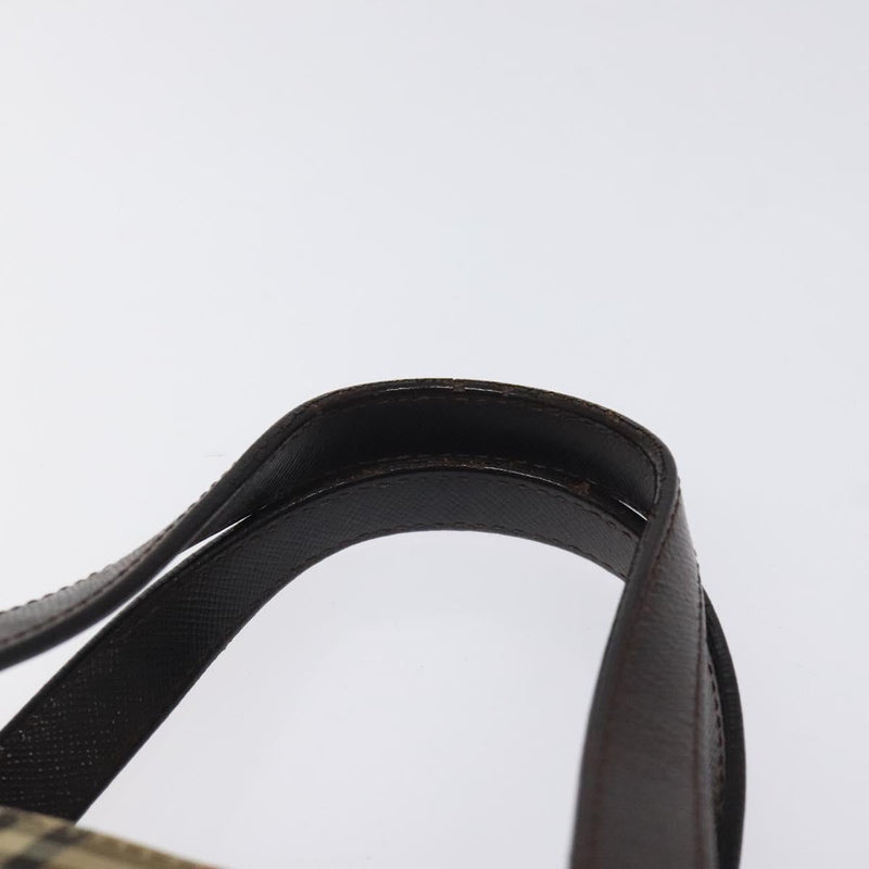 BURBERRY Nova Check Hand Bag Canvas Beige Auth 120467