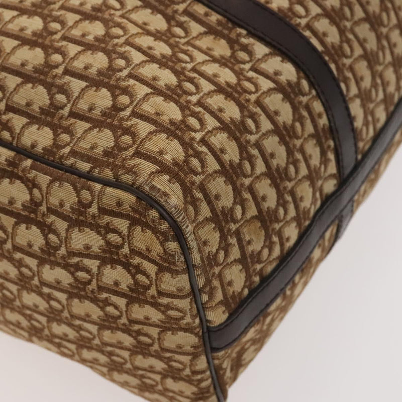 Christian Dior Trotter Canvas Boston Bag Brown Gold Auth 120470