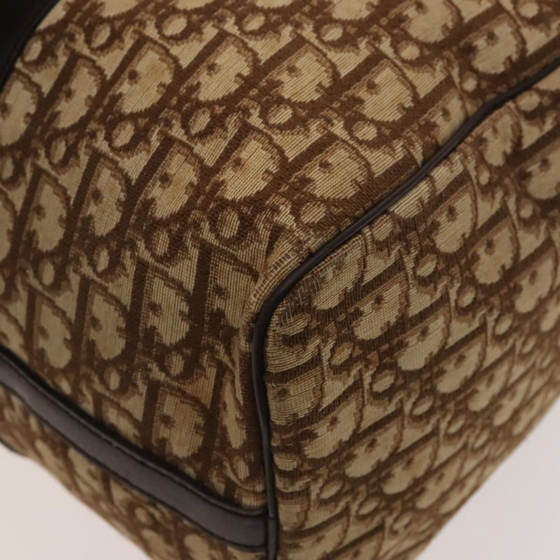 Christian Dior Trotter Canvas Boston Bag Brown Gold Auth 120470