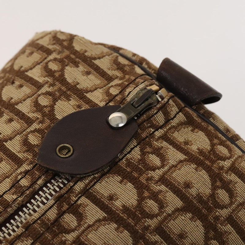 Christian Dior Trotter Canvas Boston Bag Brown Gold Auth 120470