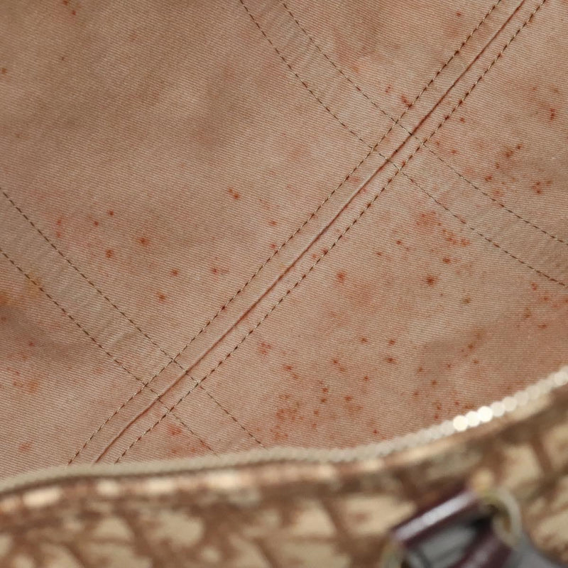 Christian Dior Trotter Canvas Boston Bag Brown Gold Auth 120470
