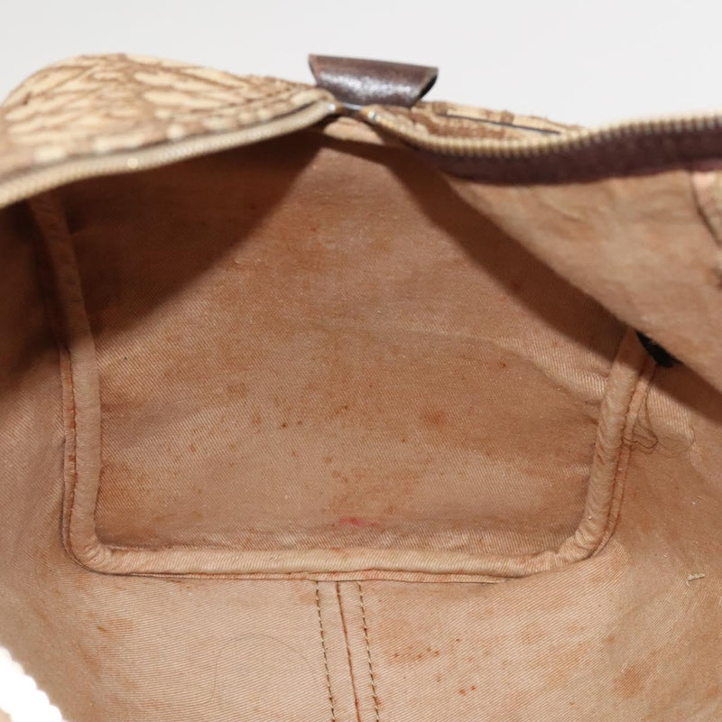 Christian Dior Trotter Canvas Boston Bag Brown Gold Auth 120470