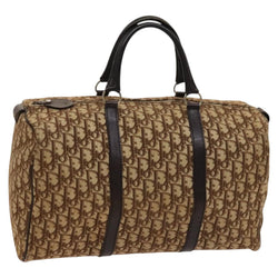 Christian Dior Trotter Canvas Boston Bag Brown Gold Auth 120470