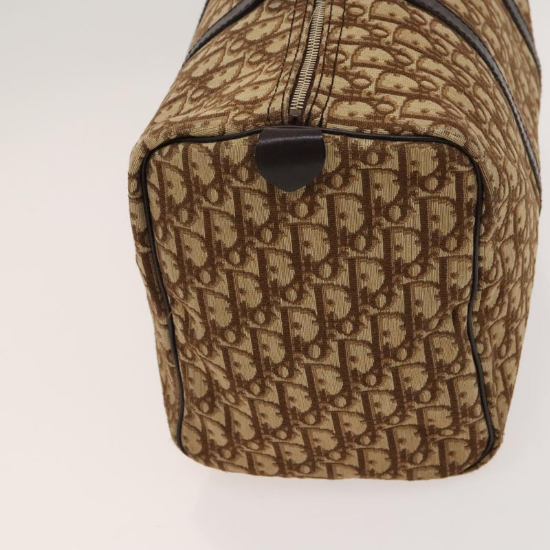 Christian Dior Trotter Canvas Boston Bag Brown Gold Auth 120470
