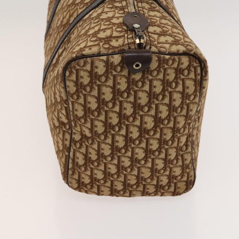 Christian Dior Trotter Canvas Boston Bag Brown Gold Auth 120470