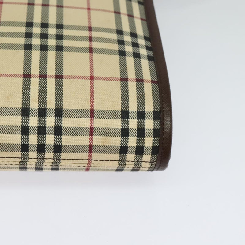 BURBERRY Nova Check Shoulder Bag Canvas Beige Silver Auth 120474