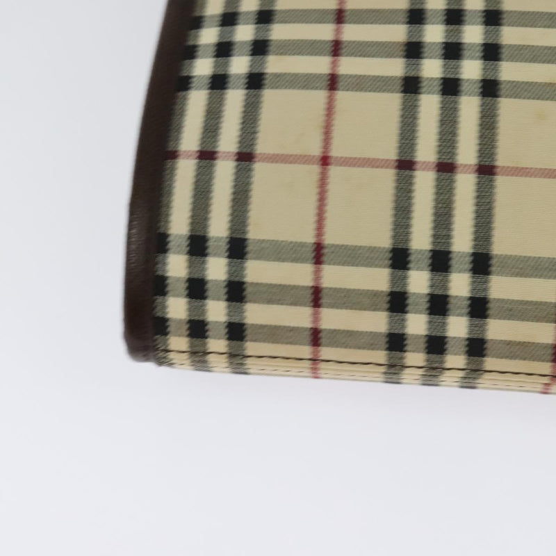 BURBERRY Nova Check Shoulder Bag Canvas Beige Silver Auth 120474