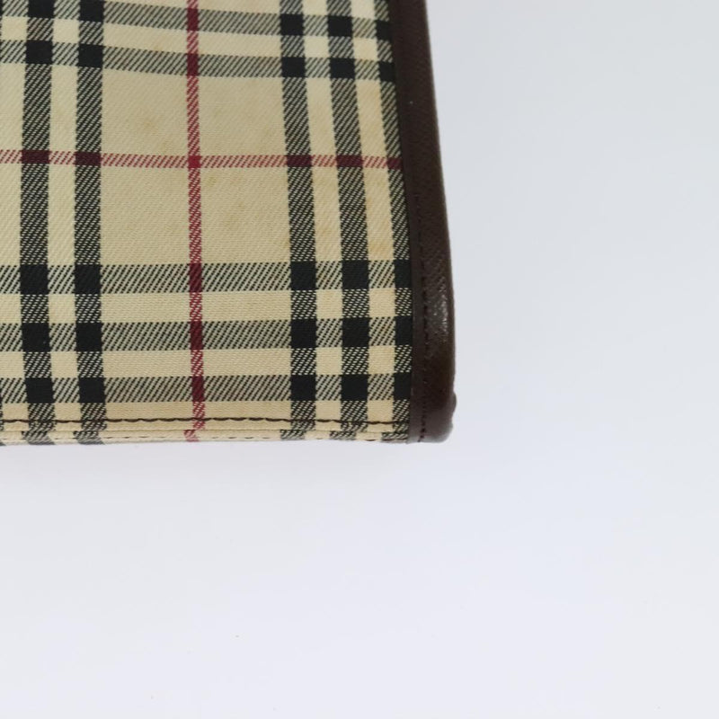 BURBERRY Nova Check Shoulder Bag Canvas Beige Silver Auth 120474