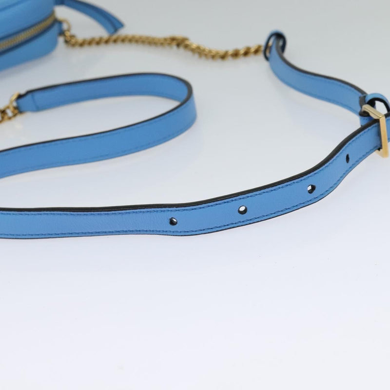 VERSACE Quilted Chain Shoulder Bag - Luxury Leather Blue Gold